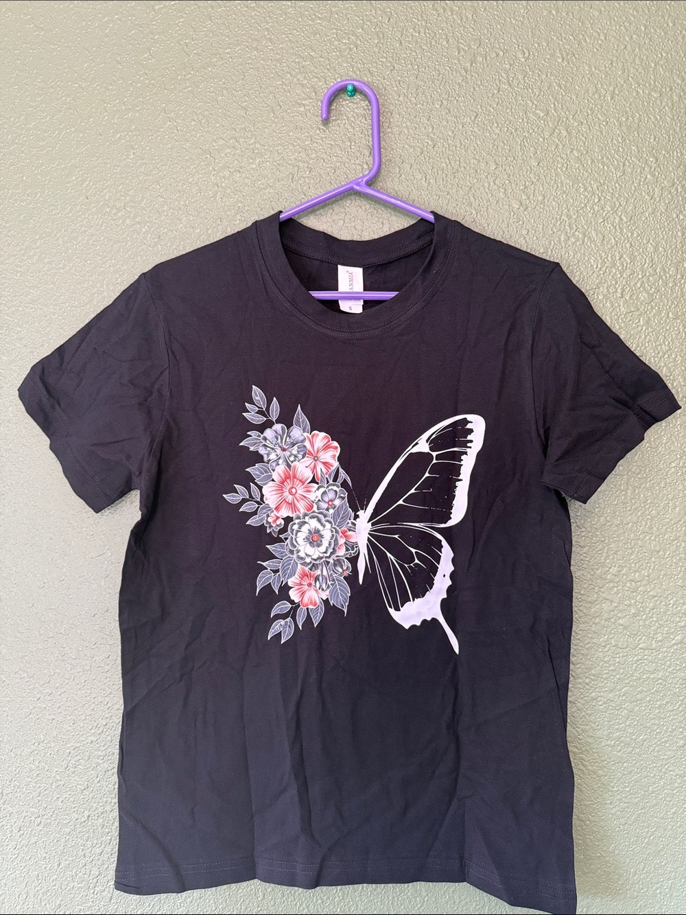 Black Floral Butterfly Graphic Tee - Women